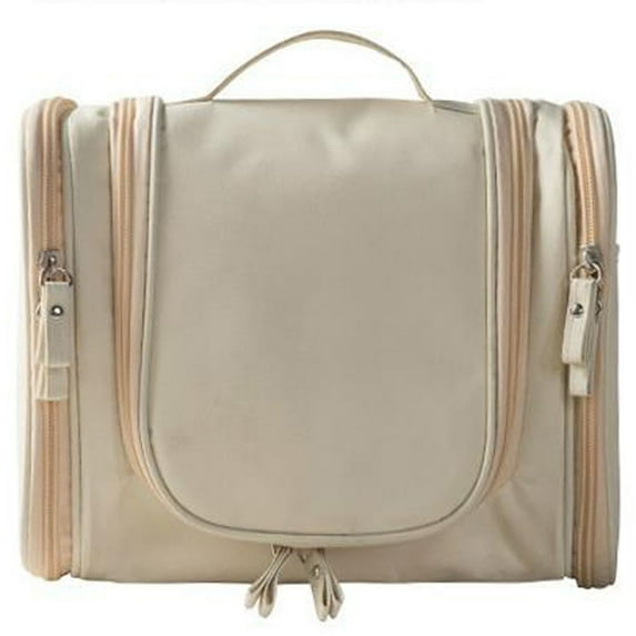 For Women Large Solid Color Nylon Fashion Makeup Case Travel Toiletry Bag Cosmetic Bag Hanging Wash Bag Storage Bag KHAKI