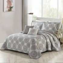 Home Soft Things 5 Piece Printed Quilts Bedspread Set - Serano Medallion - Queen (90"x90")