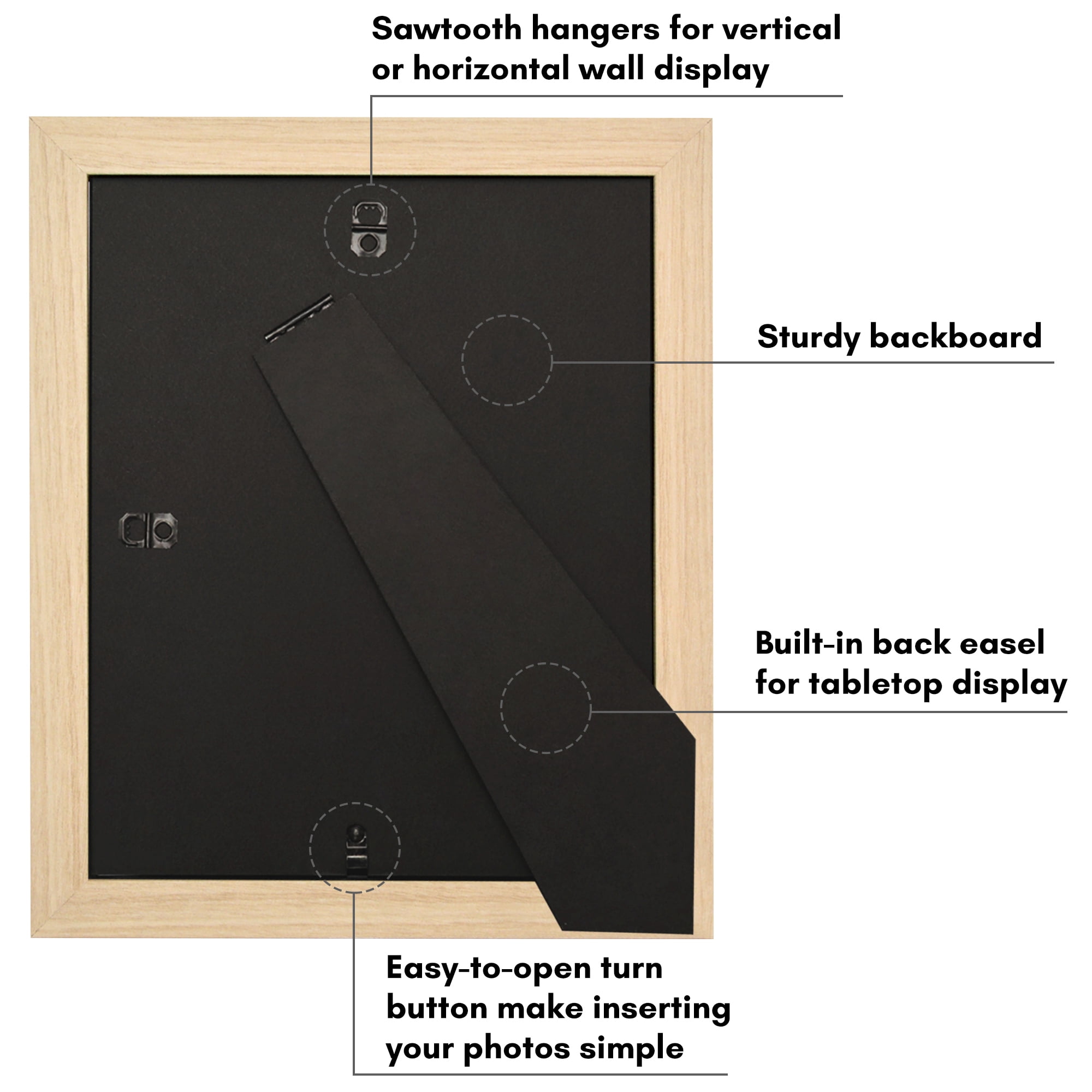 Americanflat 8x10 Picture Frame with Shatter-Resistant Glass with 5x7 Mat Display Photo Hudson - Natural Oak