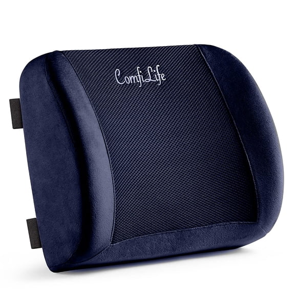 Almohada de apoyo lumbar ComfiLife, espuma viscoelástica, 38 x 32 x 12 cm, color azul marino