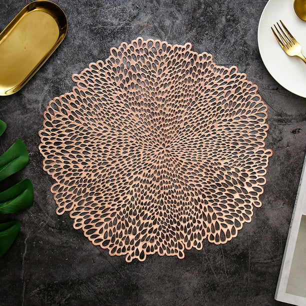 Homekie Placemat Set of 4, Valentine's Day, Thanksgiving and Christmas Decoration Rose Gold Dining Table Mats (15
