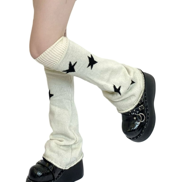 Sunisery Women's Leg Warmers Cute Knit Leg Warmers Long Leg Socks Star  Print Boot Cuffs Casual Slouch Socks
