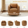 thumbnail image 5 of Swivel Accent Chair - 360° Rotation with Pillow, No-Sag Foam Cushion & Sturdy Metal Base, Fully Assembled for Living Room, Bedroom and Office, Brown, 5 of 16