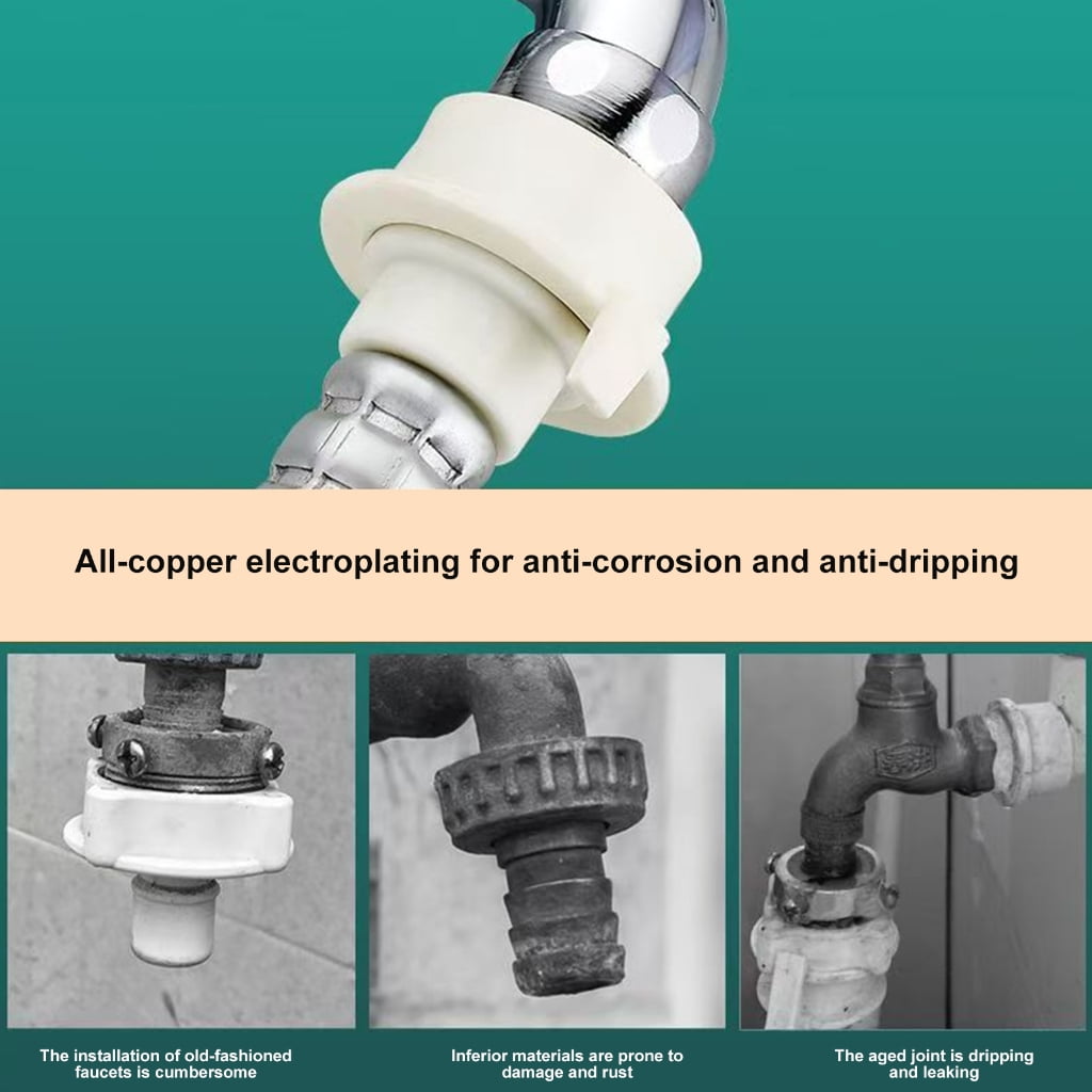 Tibvox Strong Brass Hose Adapters Universal Quick Connection Couplers for Faucets Garden Hoses & Washing Machine Tubes