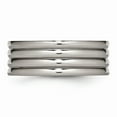 thumbnail image 3 of Grey Titanium Ring Band Wedding Grooved 8mm Polished, 3 of 6