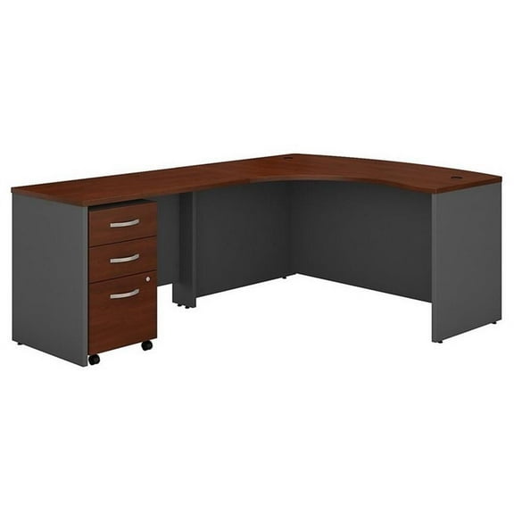 Pemberly Row Modern 60" Left 3 Drawer L Desk in Hansen Cherry