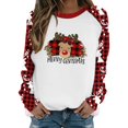 thumbnail image 4 of Offres du Black Friday! 2022 JERDAR Hauts de Noël pour Femmes T-shirt Imprimé Mode Ample Manches Longues Blouse Col Rond Hauts Décontractés Rouge G, 4 of 5