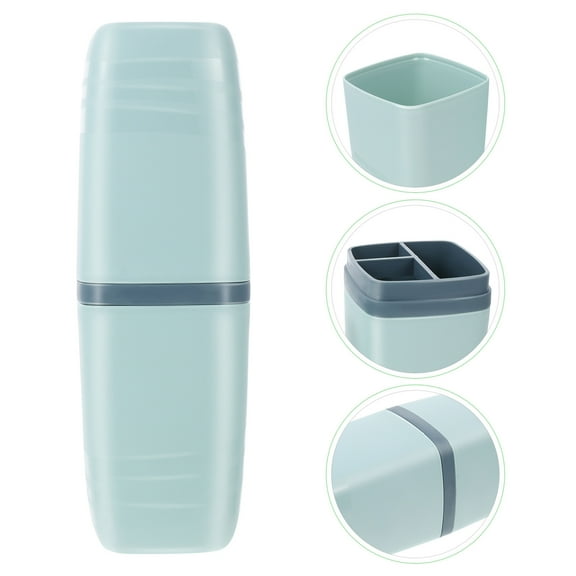 KHBUAB Travel Toothbrush Holders 1Pack Green Rectangular PP Storage Box for Toothbrush and Toothpaste 7.9x2.4in