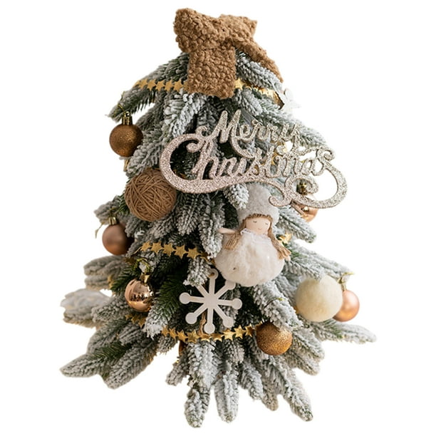 Árboles de Navidad, árbol de Navidad, fiesta, accesorios artificiales, cena, hogar, mesa, paisaje, 16" con decoración marrón