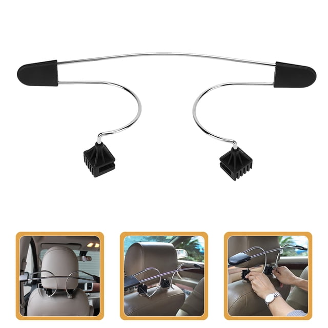DECORNIJIA Multi-functional Clothes Hangers Automotive Back Seat Hanger Silver Chrome-coated Scratch-free 1Pcs
