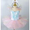 thumbnail image 2 of purcolt Girls Ballerina Costume Ruffle Sleeve Sparkly Sequins Ballet Leotards Pancake Platter Gymnastics Leotards Dance Outfit, 2 of 3