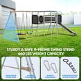 thumbnail image 5 of KloKick 5-in-1 Heavy Duty Metal Swing Set for Kids Backyard, with Slide, Monkey Bars, Saucer Swing & Tunnel, ASTM Safety Certified, Ages 3-12, 660lbs Capacity(sand), 5 of 14