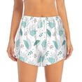 thumbnail image 4 of Lsque Leaf Print Green Printed Women's Running Shorts with Liner Pockets,Elastic Quick Dry Workout Athletic Gym Yoga Shorts,Womens High Waist Shorts-Small, 4 of 9