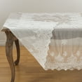 thumbnail image 3 of Saro Lifestyle 5284.W60S 60 in. Square Embroidered Floral Lace Beaded Antique Tablecloth, White, 3 of 4