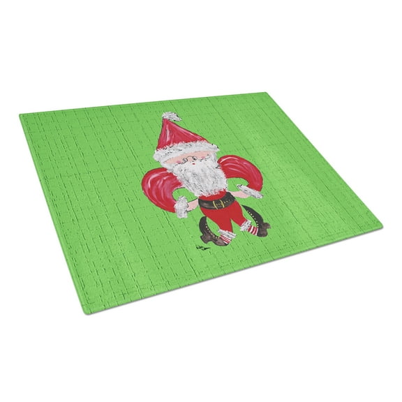 Caroline's Treasures Christmas Fleur de lis Santa Claus Glass Cutting Board Large