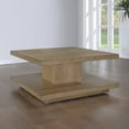 thumbnail image 2 of Steve Silver Canyon Modern Square Coffee Table with Built-in Shelf and Casters, Weathered Sand, 2 of 5