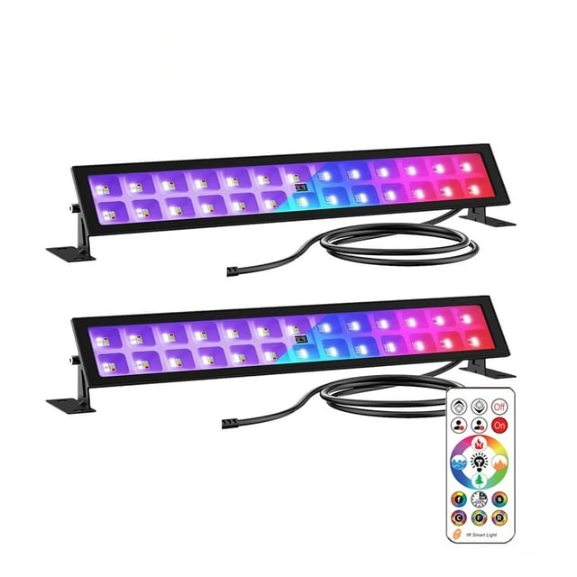 Projecteur DEL 48 W Télécommande Intelligente RVB UV Étanche Lampe de Lave-Murs Extérieure pour Fête Noël Éclairage de Scène Déco