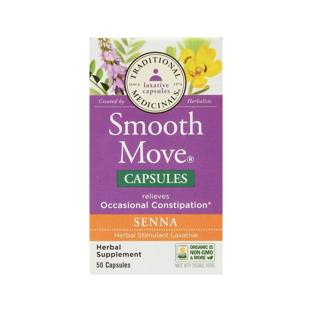 Traditional Medicinals, Smooth Move Senna Herbal Laxative Caps, 50