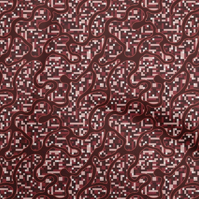oneOone Cotton Flex Maroon Fabric Abstract Craft Projects Decor Fabric Printed By The Yard 40 Inch Wide