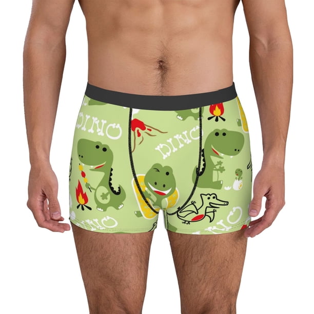 Fotbe Cute Dinosaurs Cartoon Calzoncillos Tipo Boxer con Bolsa de Soporte Total para Hombre, X-Temp Fresco, Transpirable y de Secado Rápido-Medium