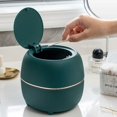 thumbnail image 5 of Mini Desktop Trash Can, Creative Plastic Desktop Trash Can with Button Lid for Home Office, Study, Bedroom, Kitchen (White), 5 of 5
