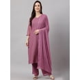 thumbnail image 4 of Janasya Indian Women's Purple Georgette Foil Print Kurta with Palazzo and Dupatta, 4 of 10