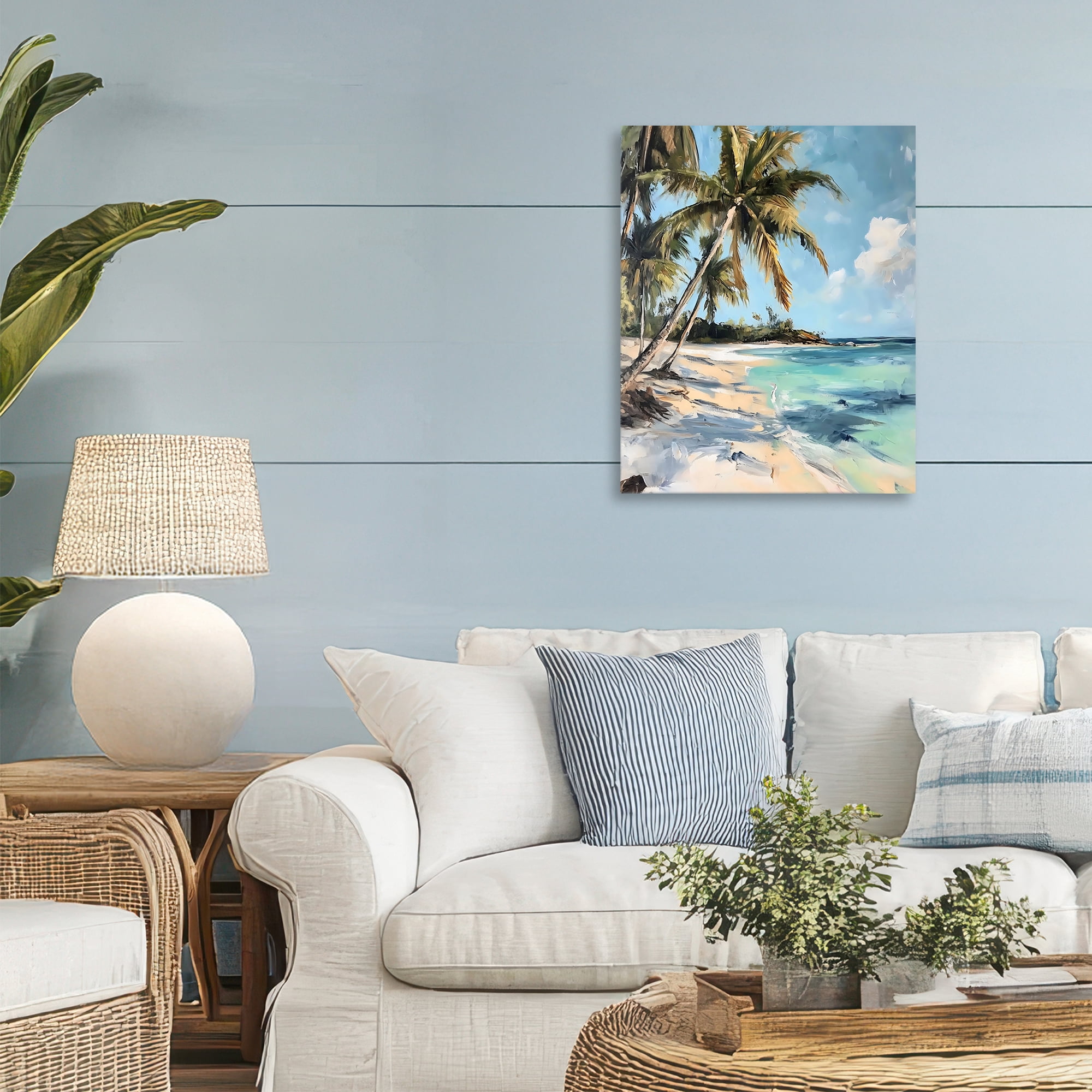 Stupell Industries Tropical Coastline Palm Frond Shadows Canvas Wall Art, design by Franklyn Gregory