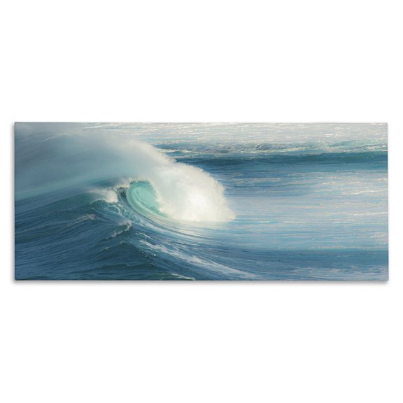 Stupell Industries Bending Ocean Wave Nautical & Beach Photography Wrapped Canvas Art Print Wall Art, 24 x 10