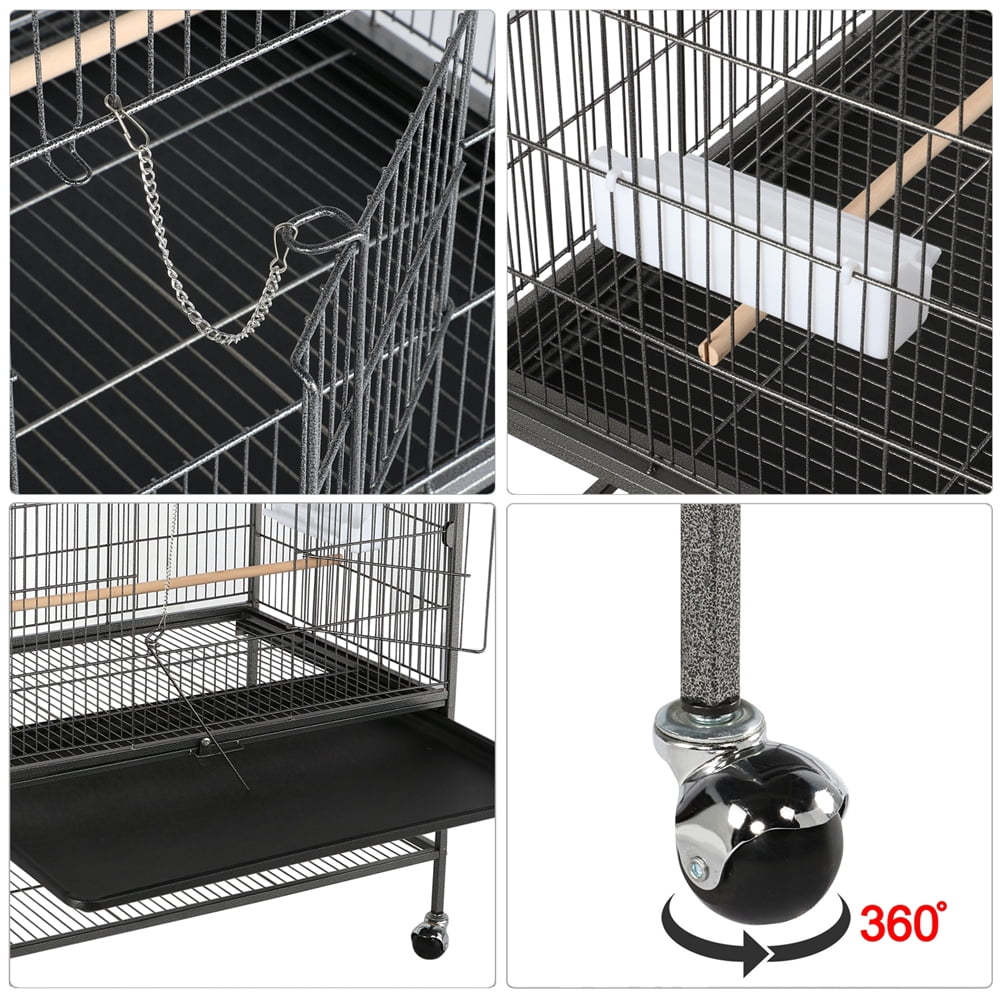 Yaheetech 60.5″ H Rolling Wrought Iron Cage for Parrots, Rats and Sugar Gliders, Black