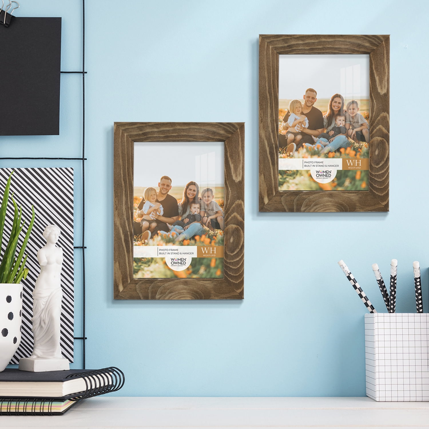 Woodgrain 4 in. x 6 in. Walnut Picture Frame (Set of 2)