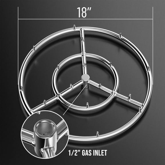 18 Inch Round Stainless Steel Fire Pit  Burner Ring - High Flame