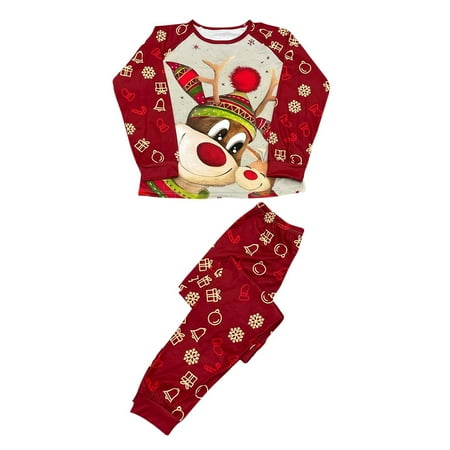 

AnuirheiH Xmas Pjs Set Men Christmas Christmas Elk Print Top Pants Suit Family Parent-child Pjs Wear Dad 4$ off 2nd item