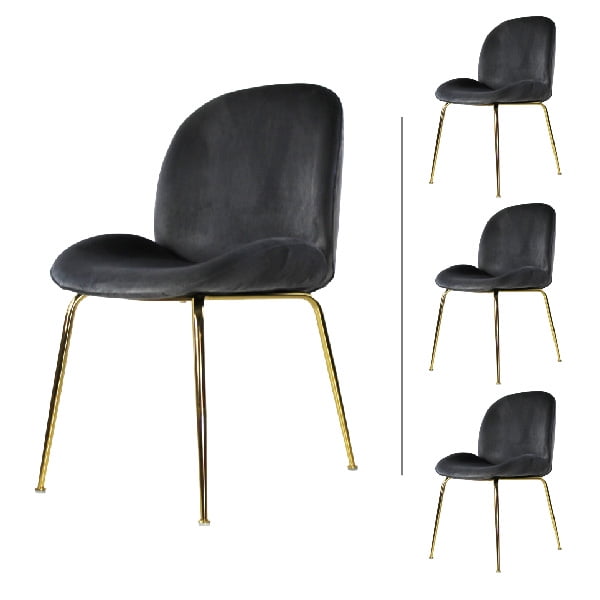 Set de 4 Sillas Vanguardista Treviso Velvet Gris Mundo In Hogar