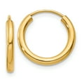 thumbnail image 1 of 14k Yellow Gold Round Endless 2mm Hoop Earrings, 1 of 7