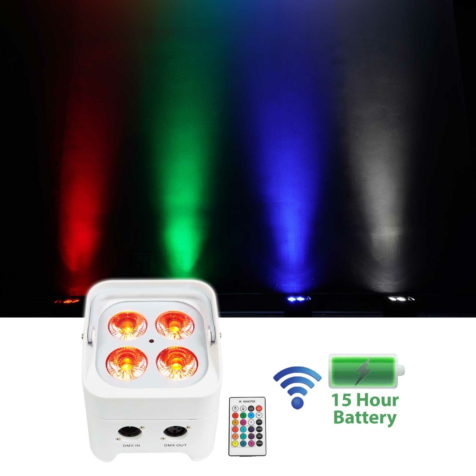 Rockville BEST PAR 50 White Rechargeable Par Wash UpLight Wireless DMX