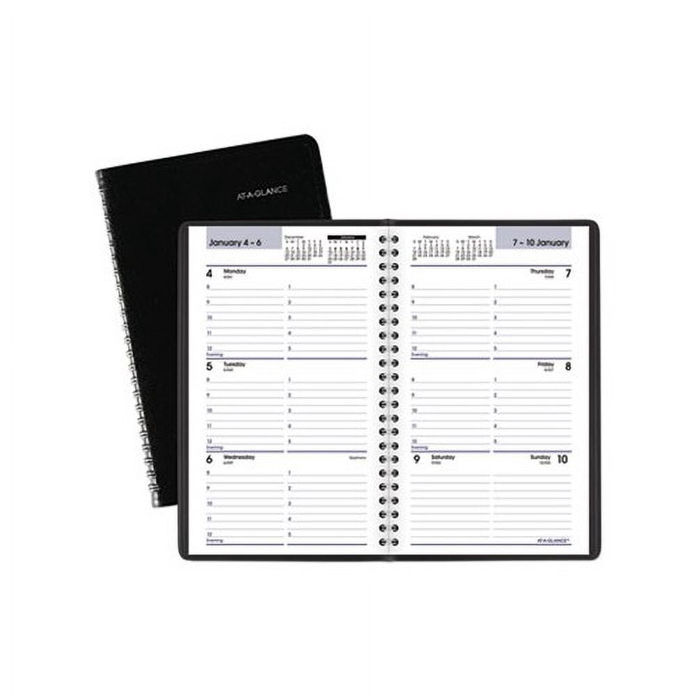 Block Format Weekly Appointment Book 8.5 x 5.5, Black, 2022
