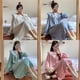 thumbnail image 2 of Pijama de manga larga para mujer, cuello de muñeca sobre la rodilla, corte de hada, estilo coreano, ropa de hogar, estilo princesa para mujer, 2 of 6