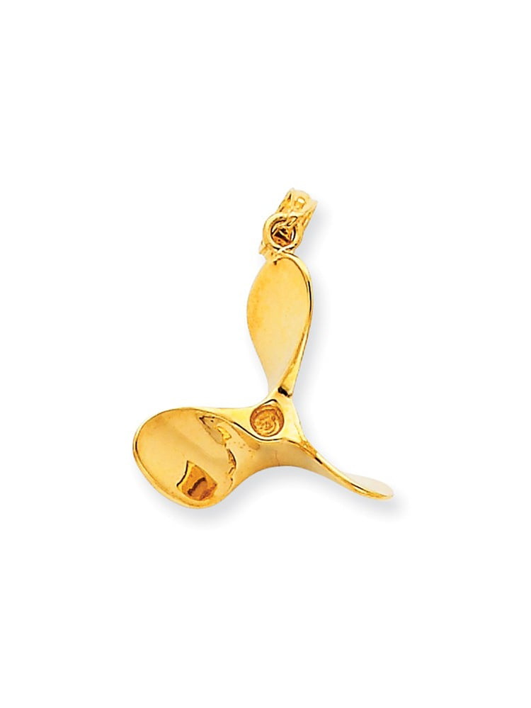Measures 21x17.1mm 14k Yellow Gold Solid Polished 3-Dimensional Propeller Pendant 