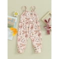 thumbnail image 2 of Suealasg Toddler Baby Girls Easter One Piece Jumpsuit 6M 12M 18M 2T 3T Kids Girl Sleeveless Flower Rabbit Carrot Print Overalls Infant Girl Spring Suspender Pants, 2 of 8