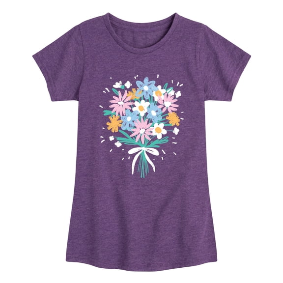 Instant Message - Painted Bouquet Fitted Short Sleeve Graphic T-Shirt