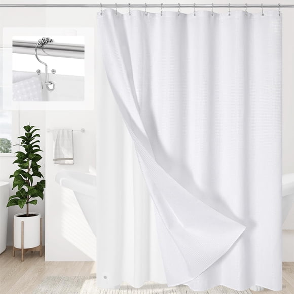 Juego de cortinas de ducha Craidlela 3 en 1 con forma de gofre blanco, 180 x 180 cm