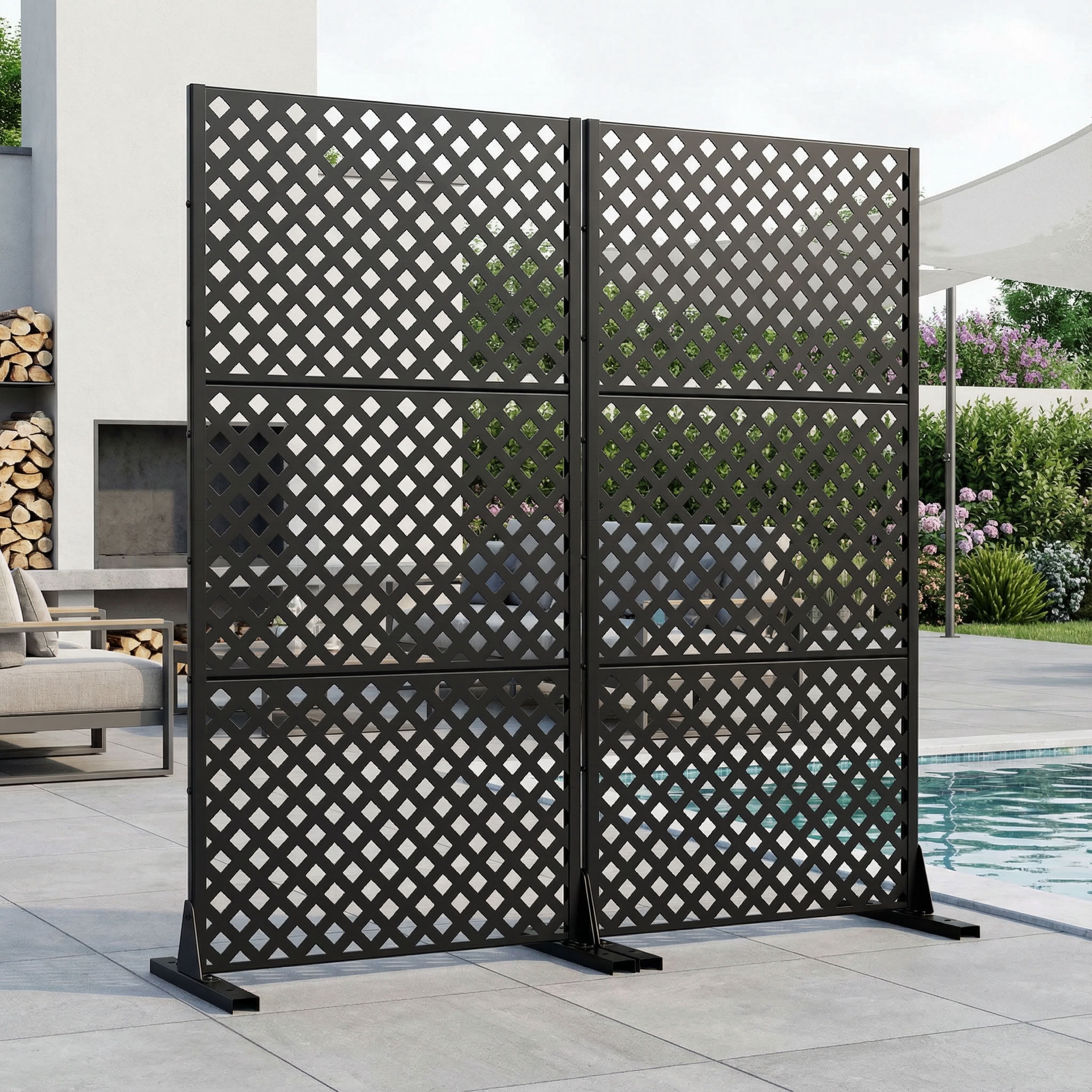 MAYEERTY 5 Panels Outdoor Privacy Screen, Metal Decorative Privacy Fence, 2 pcs Privacy Panel for Patio, Balcony, Backyard, Garden