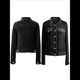thumbnail image 3 of Chaqueta de Terciopelo de Larga de Color Liso para Mujer, Abrigo Corto Informal con Hebilla y Bolsillos. Negro M, 3 of 5