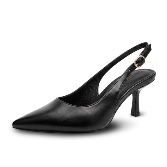 Women's Slingback Kitten HeelsPointed Closed Toe Pumps Shoes Black