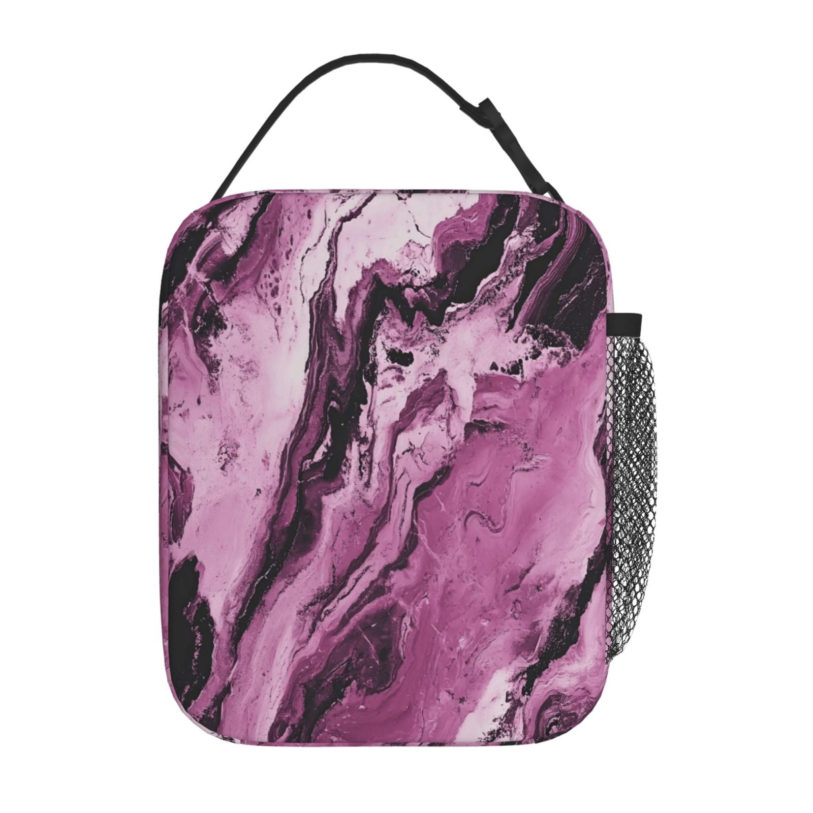 Lunch Bag For Women Men Insulated Portable Lunch Box Bento Box Office Picnic Travel Cooler Bag Darkmagenta Marble_1