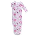 thumbnail image 6 of Baby Essentials Long Sleeve Knotted Patterned Sleeping Gown with Matching Headband for Newborn Infants 0 - 6 Months for Sleep, Cuddling, Swaddling and Lounge in Pink Peonies, 6 of 7