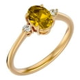 thumbnail image 2 of SuperJeweler 1.15 Carat Oval Shape Citrine and Two Diamond Ring In 14 Karat Yellow Gold For Women, 2 of 6