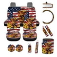 thumbnail image 2 of XYZCANDO American Flag Sunflower Cow Seat Belt Cover Car Seat Cover Keychain Lipstick Cover Car Trash Can Steering Wheel Cover Center Mirror Cover Coasters Personalized for Most Cars, 2 of 5