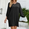 thumbnail image 3 of SWSMCLT Women's Fashion Loose Spring Casual Short Dress Summer Sundress Fitted Elegant 3/4 Sleeve Dresses Black Medium, 3 of 4