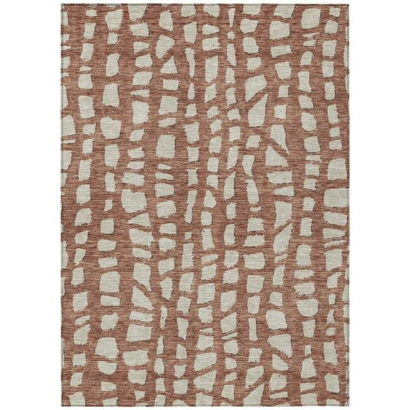 HomeRoots 585086 9 x 12 ft. Abstract Washable Indoor & Outdoor Rectangle Area Rug, Orange & Ivory